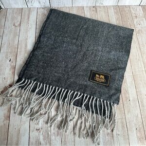 PREOWNED COACH HERRINGBONE UNISEX SCARF GREY BLACK